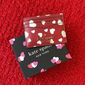 Kate Spade Staci Heart Pop Printed Boxed Small Card Holder Red Multi